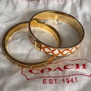 Coach Gold and Orange Logo Bangles Set